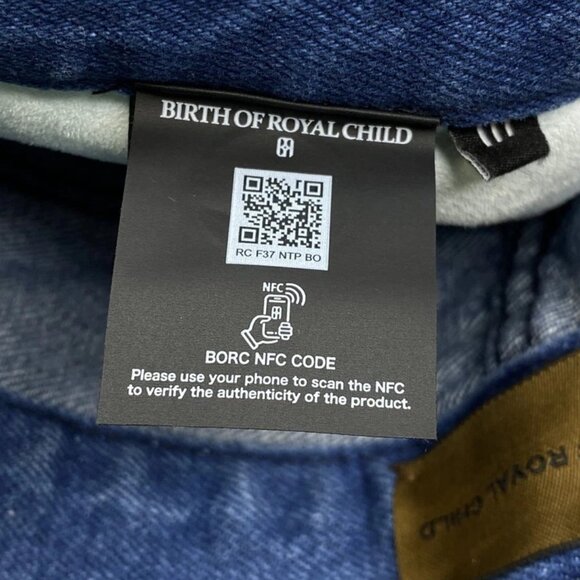 NEW BIRTH OF ROYAL CHILD Men’ Embossed Silver Washed Denim Straight Jeans Size L - Picture 5 of 11
